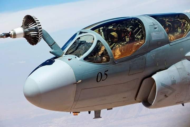 Close-up of an EA-6B Prowler refueling in flight